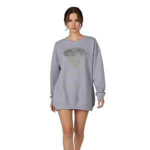 Women’s Rhinestone Diamond Lounge Set Gray Sweatshirt Joggers Cozy Chic Small